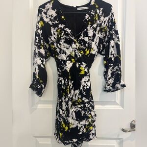Alice + Olivia Black and White Dress with Yellow Highlights